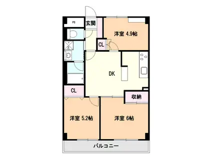 レゾンデートル(3DK/2階)の間取り写真