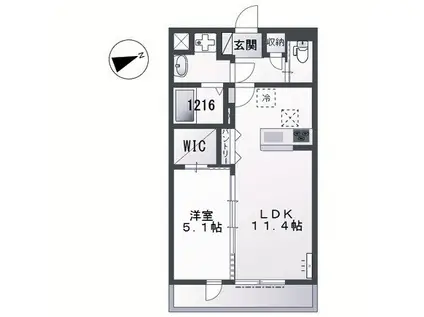 カーサ クラージュ(1LDK/1階)の間取り写真