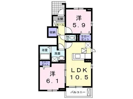 LAVIE CLAIR III(2LDK/1階)の間取り写真