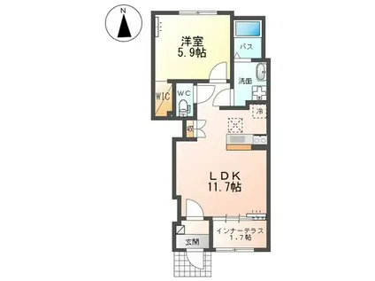 オリジンツクシ(1LDK/1階)の間取り写真