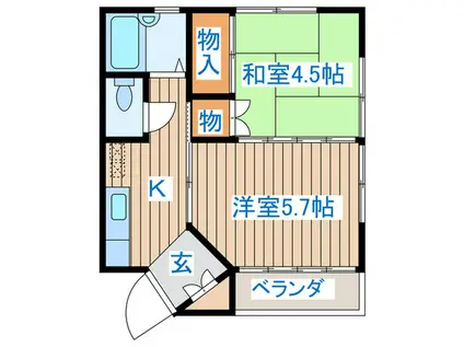 ラベンダーハウス(2K/1階)の間取り写真