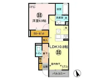 ドッグ グレイス コート(1LDK/1階)の間取り写真