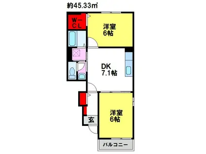 ラシーヌITO(2DK/1階)の間取り写真