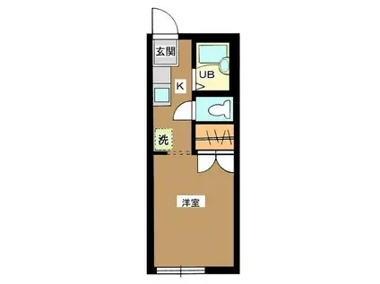 都立大テラス(1K/1階)の間取り写真