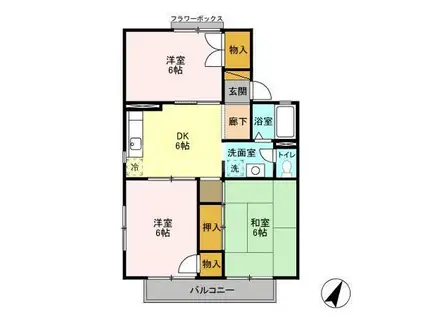 パールハイツ鏑木40(3DK/2階)の間取り写真