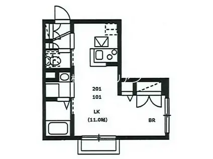 セレーナ竹の塚(ワンルーム/2階)の間取り写真