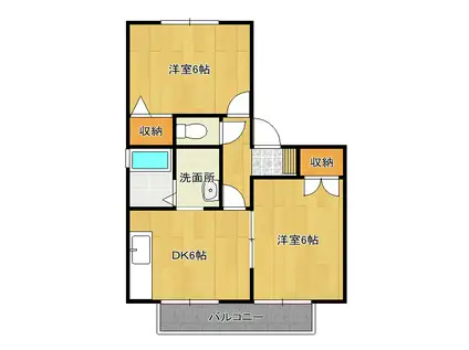 メゾンド・シャルマン(2DK/2階)の間取り写真