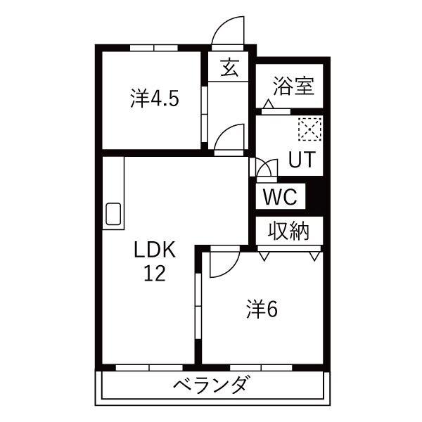 コトブキ第1ビル(2LDK/3階)の間取り写真