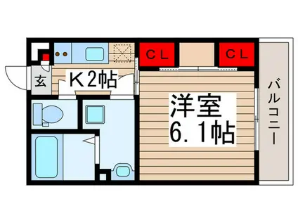 リブリ・大久保II(1K/1階)の間取り写真