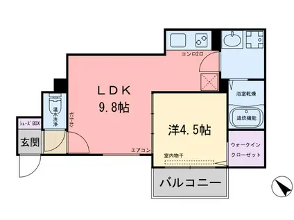クレシア荻浦(1LDK/3階)の間取り写真