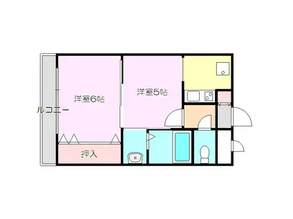 ハイツ新和(1LDK/5階)の間取り写真