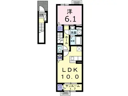 フォンハウス 志家(1LDK/2階)の間取り写真