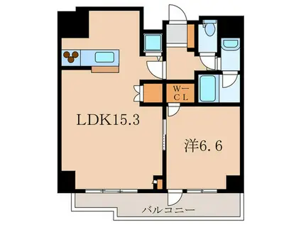 コンフォリア三田トロワ(1LDK/6階)の間取り写真