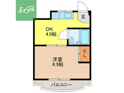 コーポ吉田(1DK/2階)の間取り写真