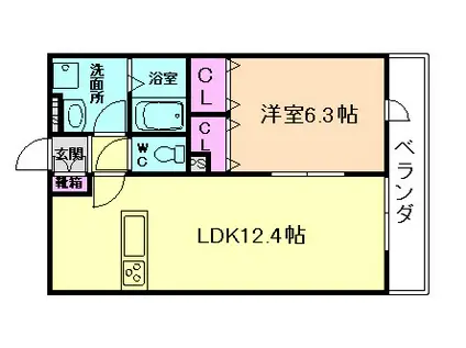リブリ・リヴェール池田呉服町(1LDK/3階)の間取り写真