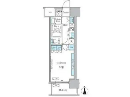 ヒヴィ・カーサ名駅西(1K/9階)の間取り写真