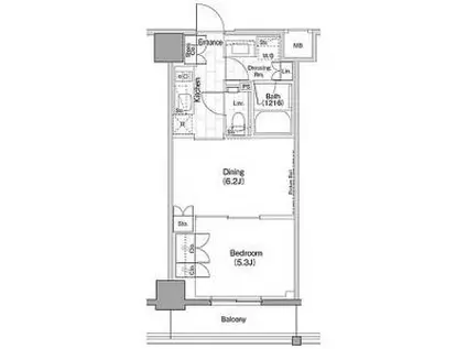 ザ・パークハビオ早稲田(1DK/8階)の間取り写真