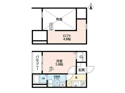 LIANGE 栄生 (1K/1階)の間取り写真