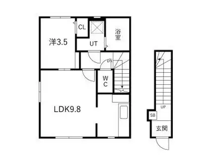 オリエンスB(1LDK/2階)の間取り写真
