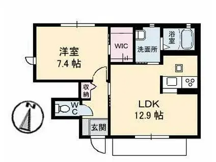 シャルマンA棟(1LDK/1階)の間取り写真