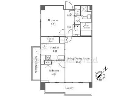 グランドメゾンTHE山手249(2LDK/2階)の間取り写真