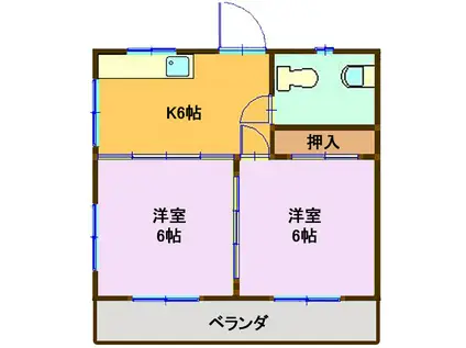 諸見里アパート(2DK/1階)の間取り写真