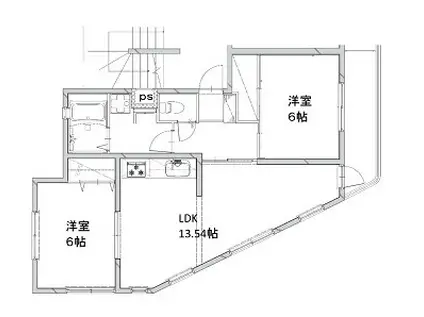 東財パステルメゾン昭島(2LDK/1階)の間取り写真