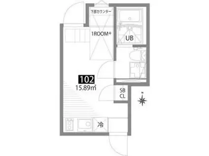 グランエッグス中野南台(ワンルーム/1階)の間取り写真