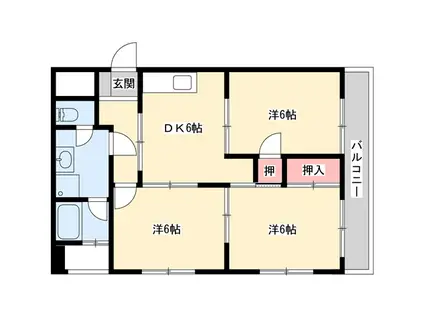 高岡中村コーポI(3DK/2階)の間取り写真