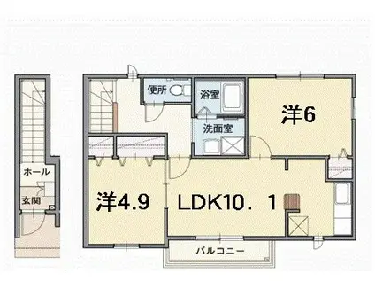 サンハローD(2LDK/2階)の間取り写真