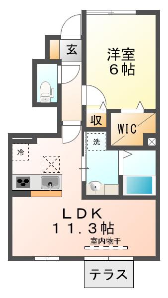 クレールわかば(1LDK/1階)の間取り写真