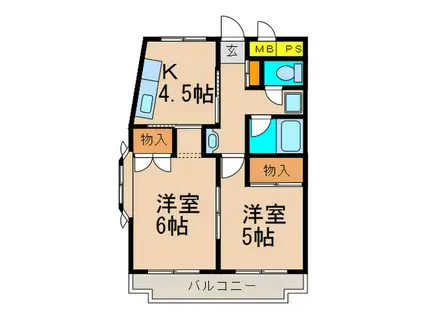 ロイヤルハイムKAJIGAYA(2K/4階)の間取り写真