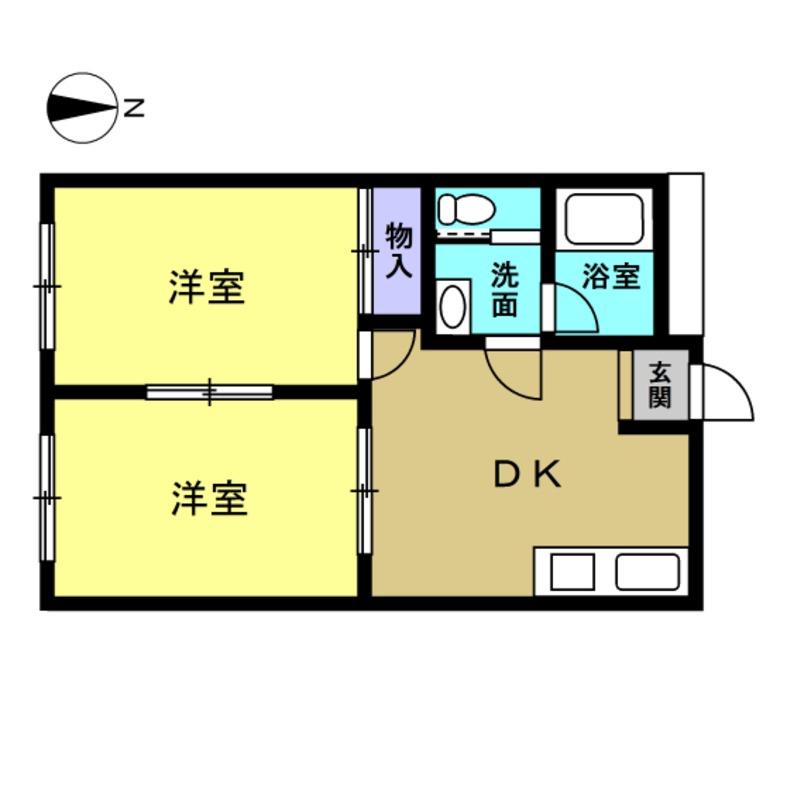 KIRAKUハイツ宮路(2DK/2階)の間取り写真
