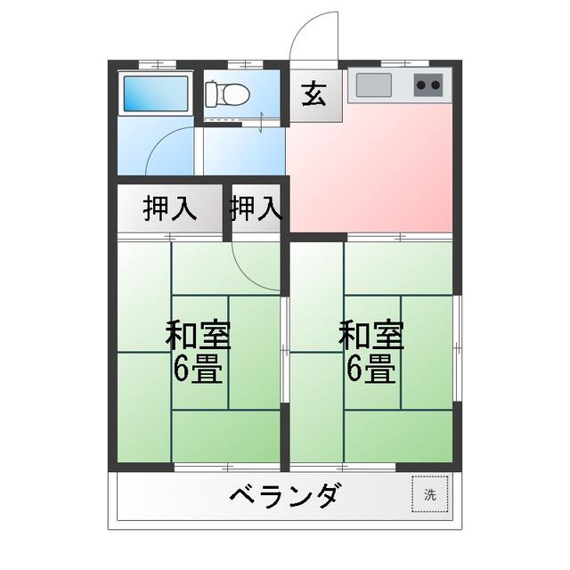 コーポタナベ(2DK/2階)の間取り写真