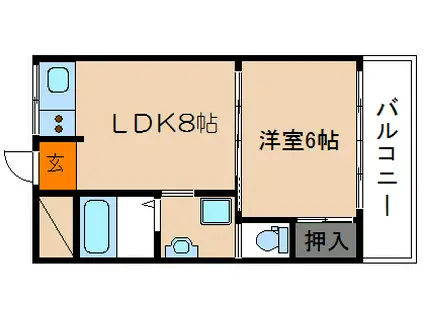 ヴィラ白川山手(1LDK/2階)の間取り写真