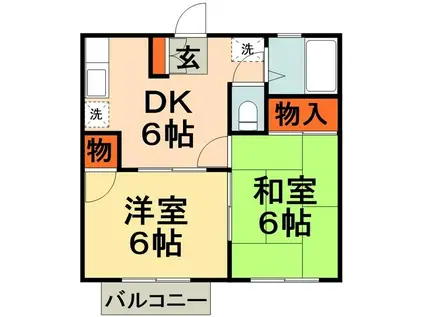 エトワールハイツ(2DK/2階)の間取り写真