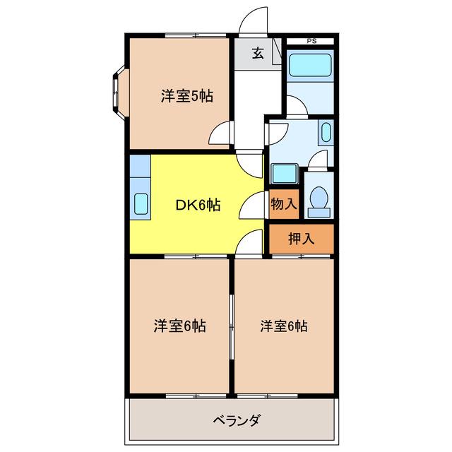 らぴあす80(3DK/3階)の間取り写真