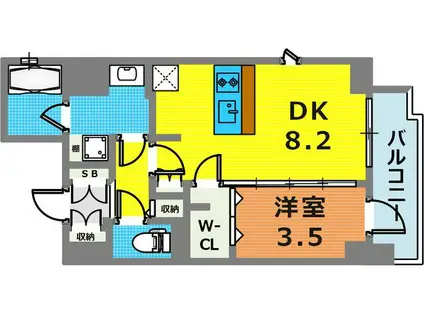 エステムコート神戸元町通IIザ・サロン(1DK/11階)の間取り写真