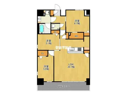 S-RESIDENCE大濠公園ACHIE(3LDK/10階)の間取り写真