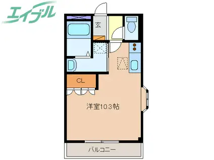 エスポワール(ワンルーム/1階)の間取り写真