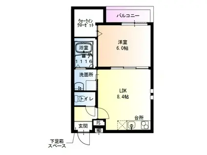 フジパレス花園中央公園I番館(1LDK/2階)の間取り写真