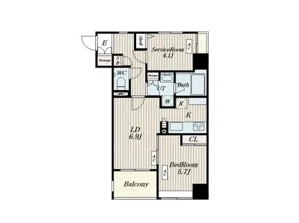 ビーロット新御徒町レジデンス(1SLDK/6階)の間取り写真