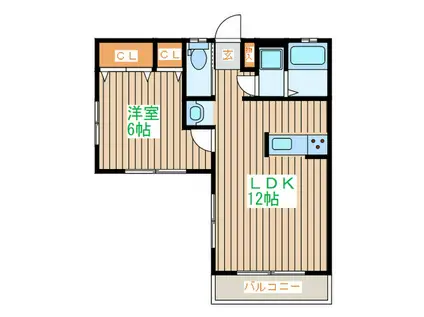 プランドール仙台東(1LDK/2階)の間取り写真