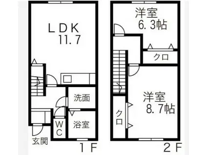 トレステーラ畑中(2LDK/1階)の間取り写真