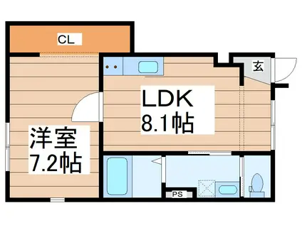 グリーンパーク南光台東(1LDK/1階)の間取り写真