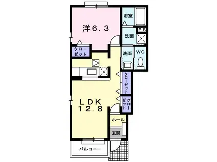 シャンド・カメリア(1LDK/1階)の間取り写真