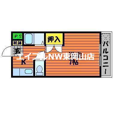 リトルハイム長岡60(1K/4階)の間取り写真