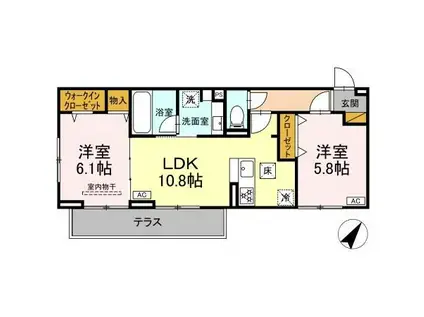 リベラル(2LDK/2階)の間取り写真