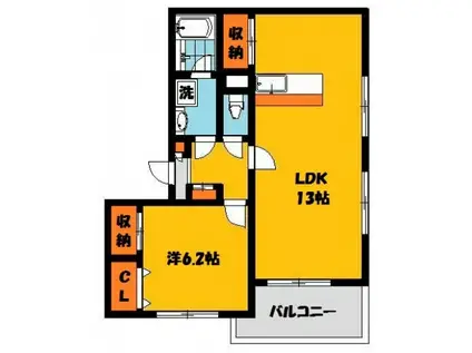 サニースクエア(1LDK/1階)の間取り写真