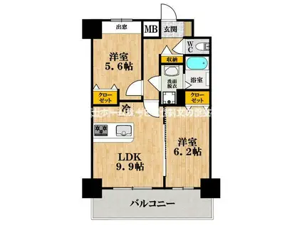 ふぁみゆ文の里(2LDK/12階)の間取り写真